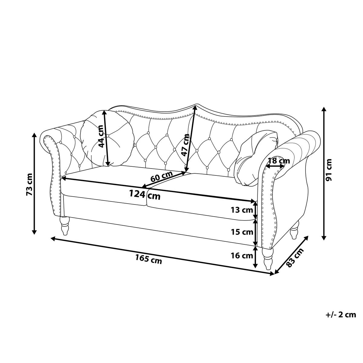 2-SITZER-SOFA Samtstoff Schwarz Skien - Schwarz, Textil (165/91/83cm) - Beliani