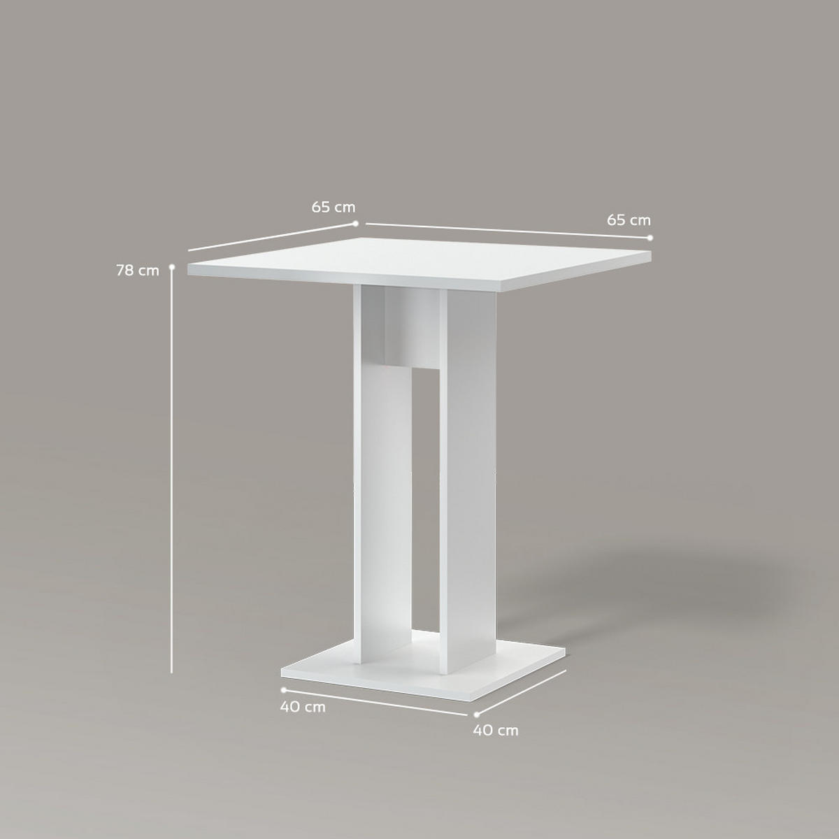 ESSTISCH Regusa Weiß 65 x 78 cm - Weiß, Holzwerkstoff (65/65/78cm) - Livinity®
