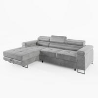 ECKSOFA VEMO MINI Links Grau Velour-Stoff Kompakter Komfort für Wohnräume - Grau, Textil (235/175cm) - Barchello