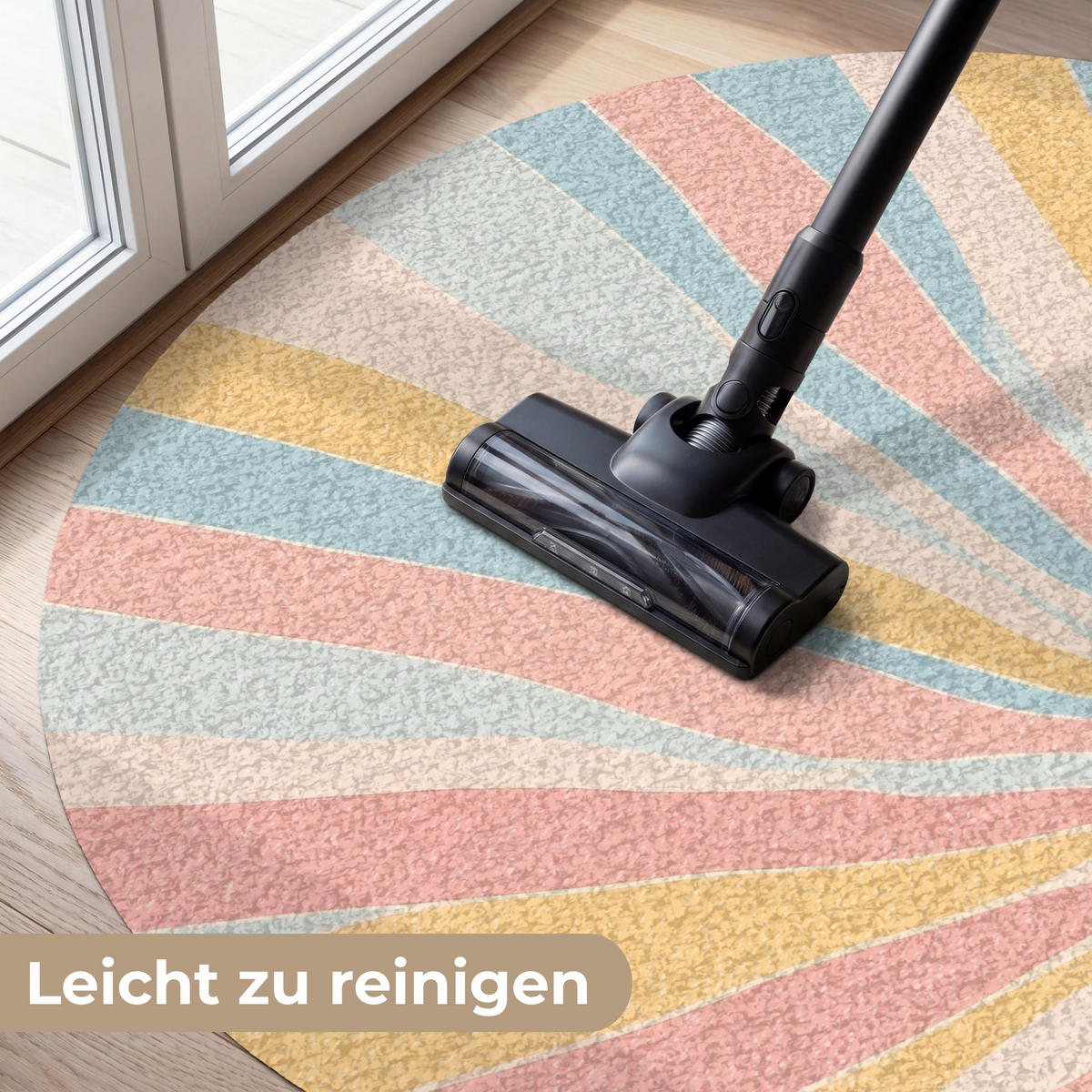 FUSSMATTE Illustration - Sonne - Pastellfarben Sauberlaufmatte 120x120 cm - Hellrosa, Kunststoff (120/120cm) - MuchoWow