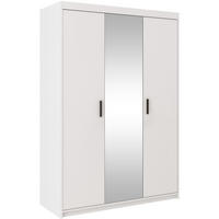 DREHTÜRENSCHRANK Elena mit 3 Türen, mit Spiegel, Weiß - Weiß, Holzwerkstoff (130/190/53cm) - Beautysofa