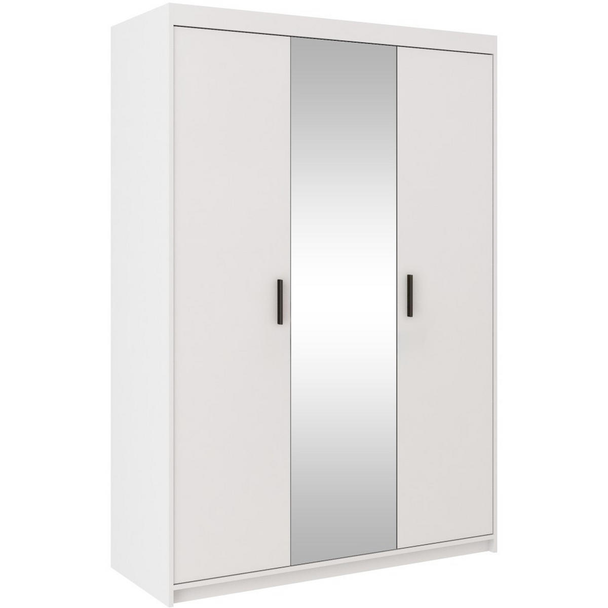 DREHTÜRENSCHRANK Elena mit 3 Türen, mit Spiegel, Weiß - Weiß, Holzwerkstoff (130/190/53cm) - Beautysofa