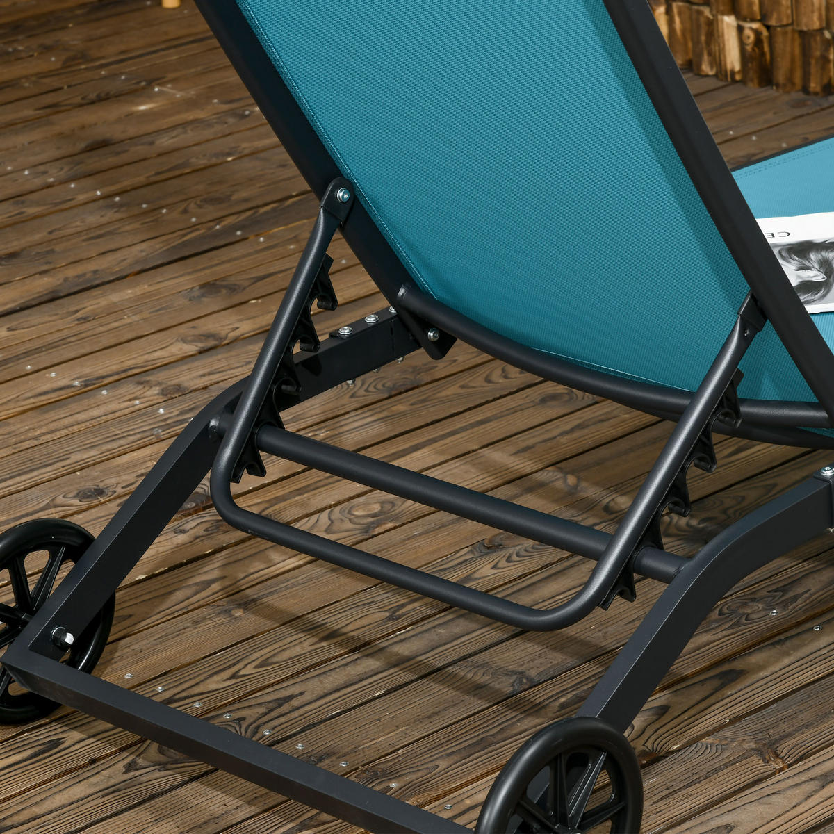 SONNENLIEGE Liegestuhl Blau mit Rollen verstellbare Rückenlehne - Blau, Metall (165/102/66cm) - ComfortXL