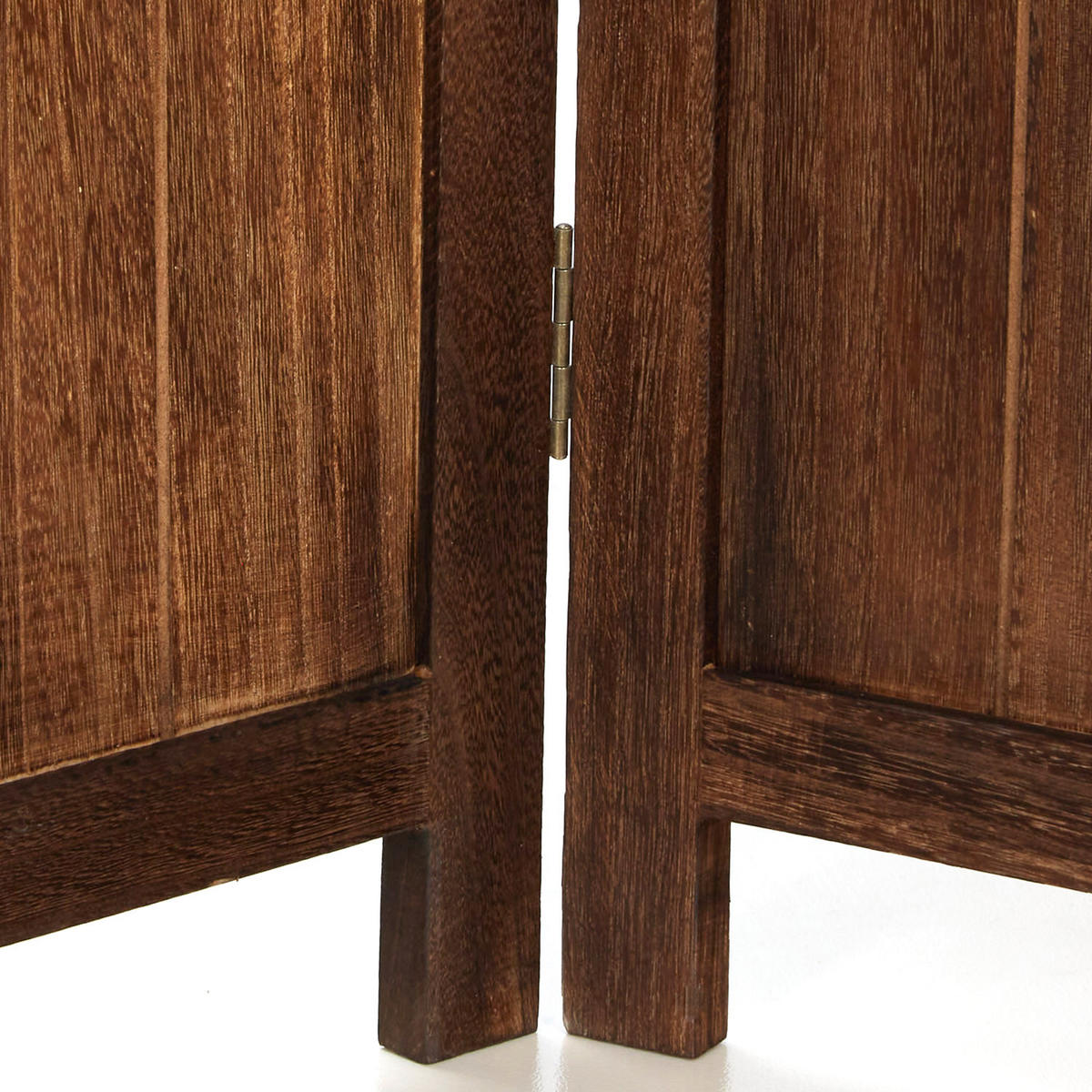 PARAVENT 3-tlg. 120/170 cm Dunkelbraun Rattan geflochten - Dunkelbraun, Holz (120/170/2cm) - Homestyle4u