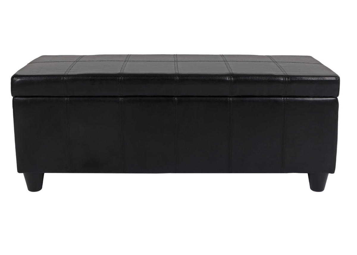 AUFBEWAHRUNGS-TRUHE Sitzbank Lars 45x112x45cm Schwarz Leder + Kunstleder - Schwarz, Kunststoff (112/45/45cm) - BERLINLODGE