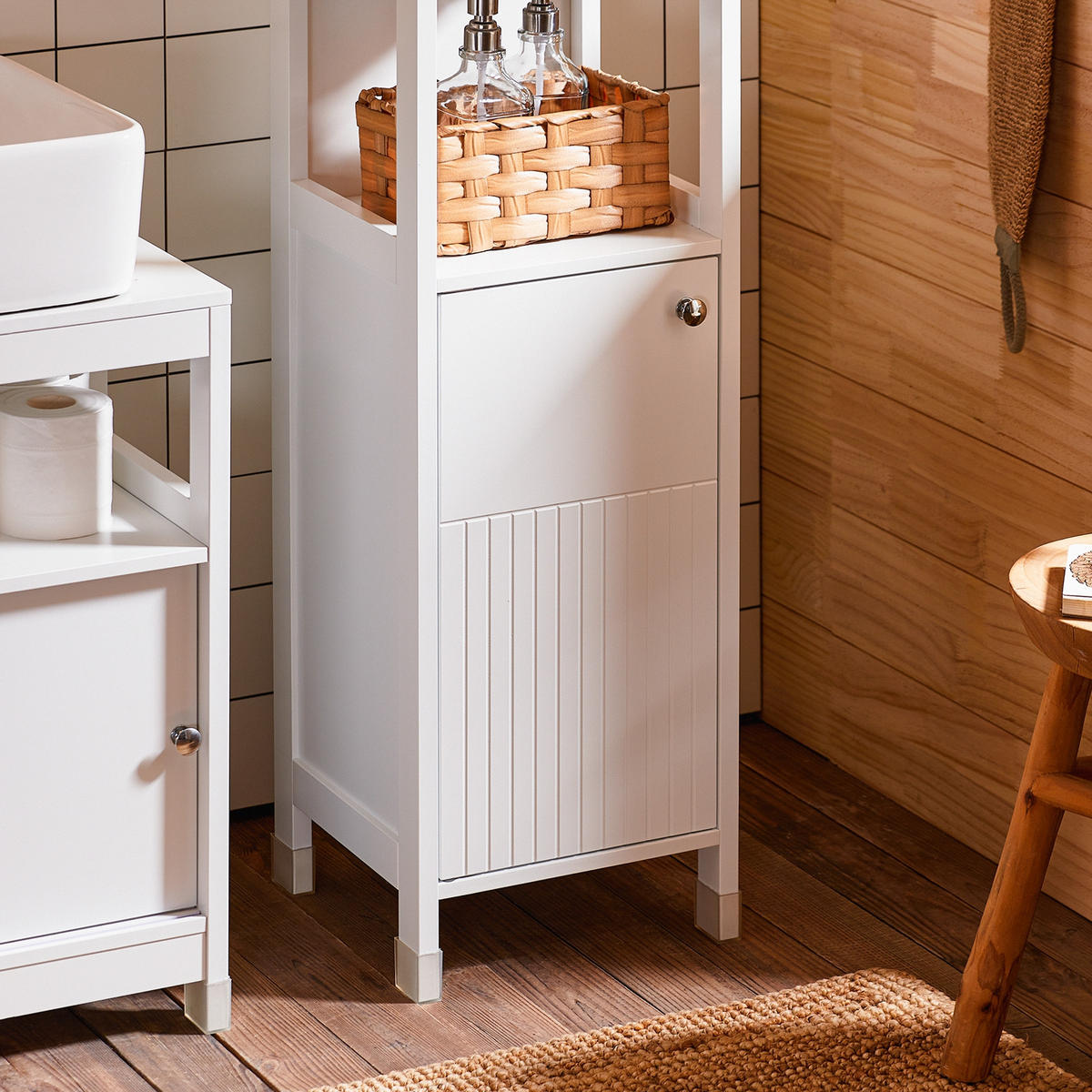 MIDISCHRANK Weiß - Weiß, Holzwerkstoff (30/89/30cm) - SoBuy