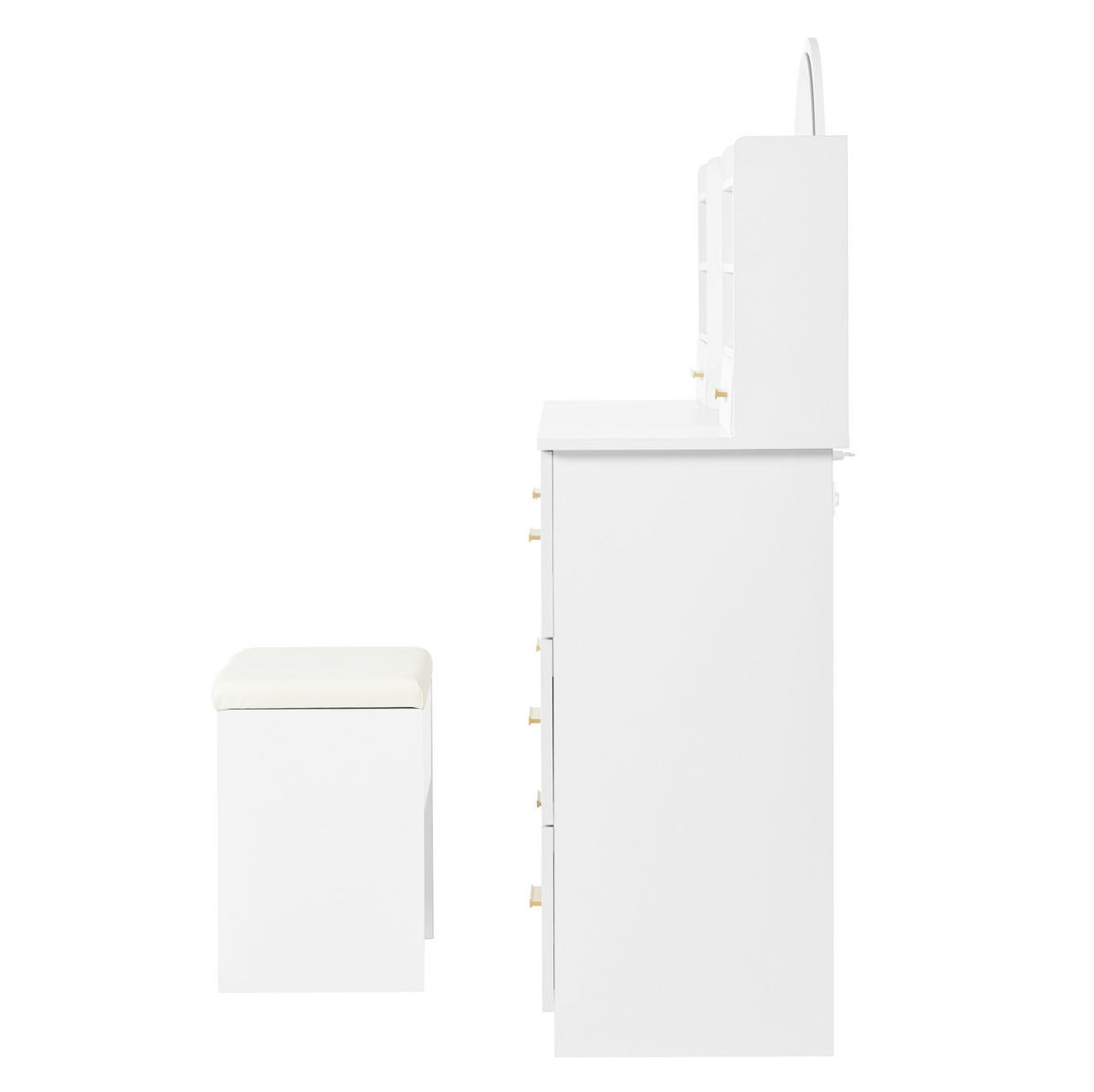 STOL za šminkanje, 120/40/135 cm, bijeli, od iverala s LED ogledalom - bijela, drvni materijal (40/135/120cm) - BEAOK