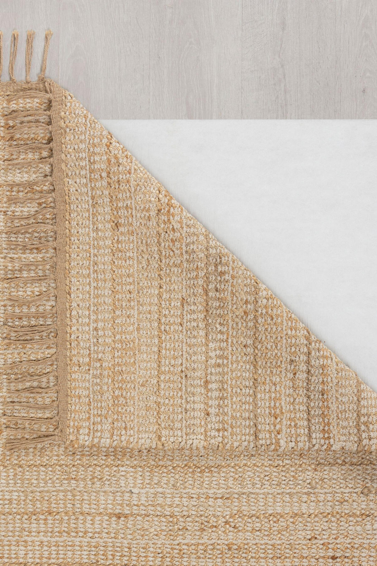 TEPPICH Jute Fransen-Design, handgewebt, beige CONWY, Beige 160x230 cm - Beige, Textil (160/230cm) - KADIMA DESIGN