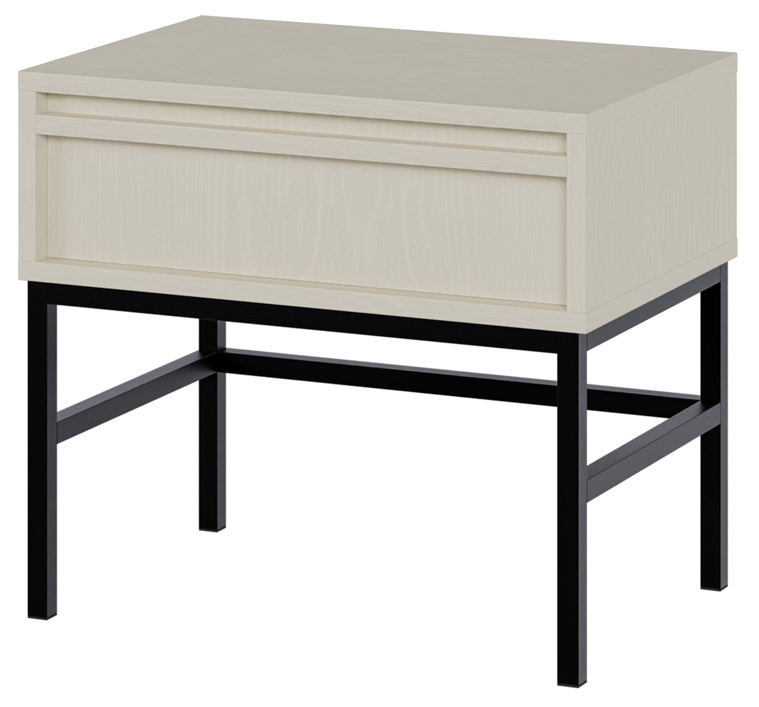 NACHTSCHRANK Evo Hellbeige mit Metallgestell 50 cm - Beige/Schwarz, Holzwerkstoff/Metall (50/44/34cm) - Selsey