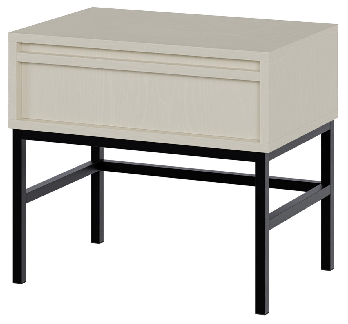 NACHTSCHRANK Evo Hellbeige mit Metallgestell 50 cm - Beige/Schwarz, Holzwerkstoff/Metall (50/44/34cm) - Selsey