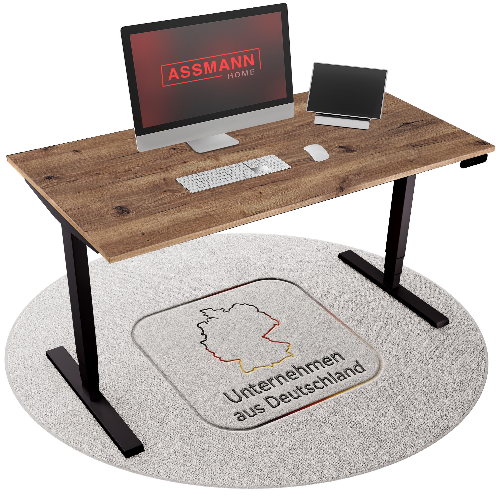 SCHREIBTISCH Elektrisch höhenverstellbarer Schreibtisch Y-Line Eiche Tabak Schwarz 180/80/62-127cm - Eiche Wotan/Schwarz, Holzwerkstoff/Metall (80/180/127cm) - ASSMANN