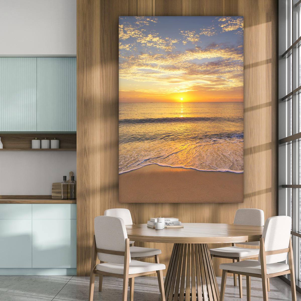 SLIKA NA PLATNU Plaža morje 90x140 cm - rumena, tekstil (90/140cm) - MuchoWow