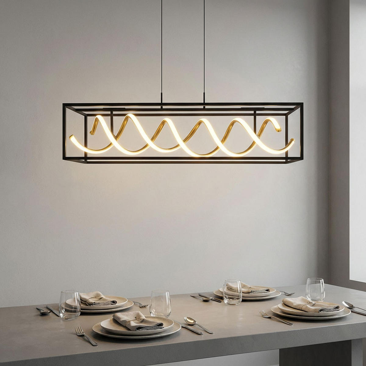 HÄNGELEUCHTE GIAN LED, 90 cm, dimmbar, höhenverstellbar - Schwarz, Metall (90/20/150cm)