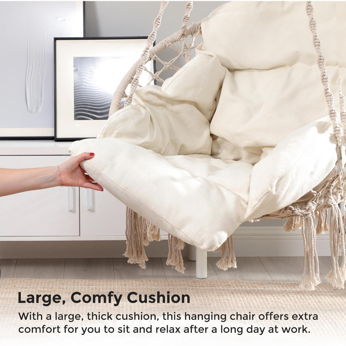 HÄNGESESSEL MIT KISSEN - Beige, Textil (80/133/80cm) - Hansiro