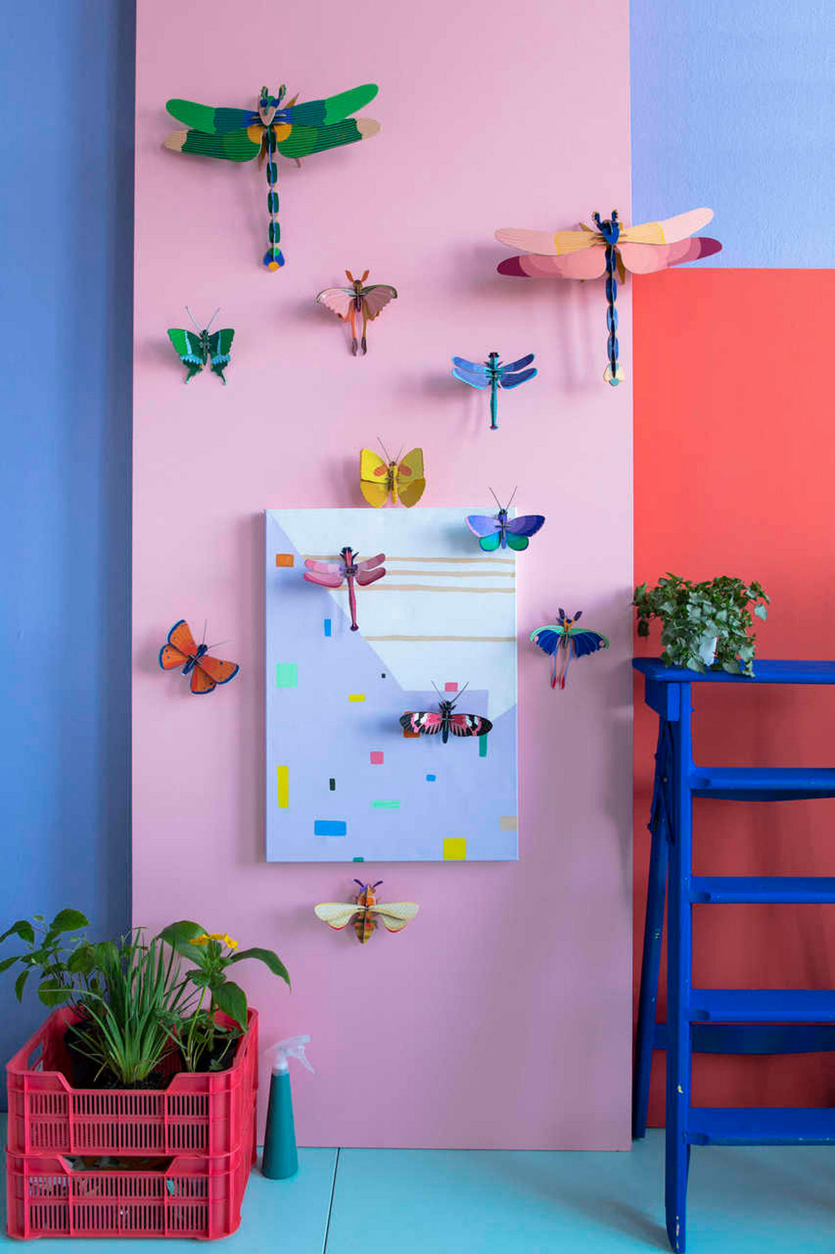 WANDDEKO Rubinlibelle 17/8 cm - Pink, Wellpappe (17/8/16cm) - KUNSTLOFT