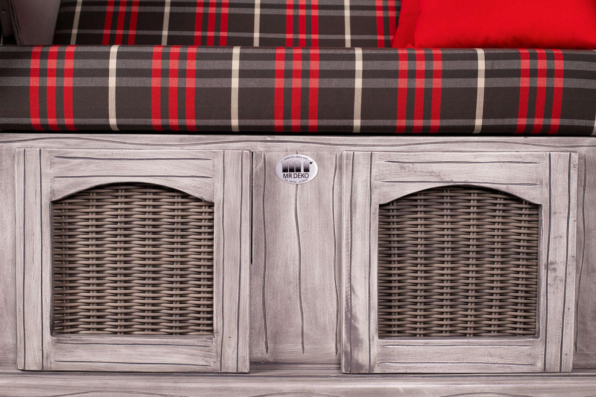 STRANDKORB Düne Koboo Grau Bullaugen - Rot/Braun, Metall (125/170/80cm) - Mr. Deko