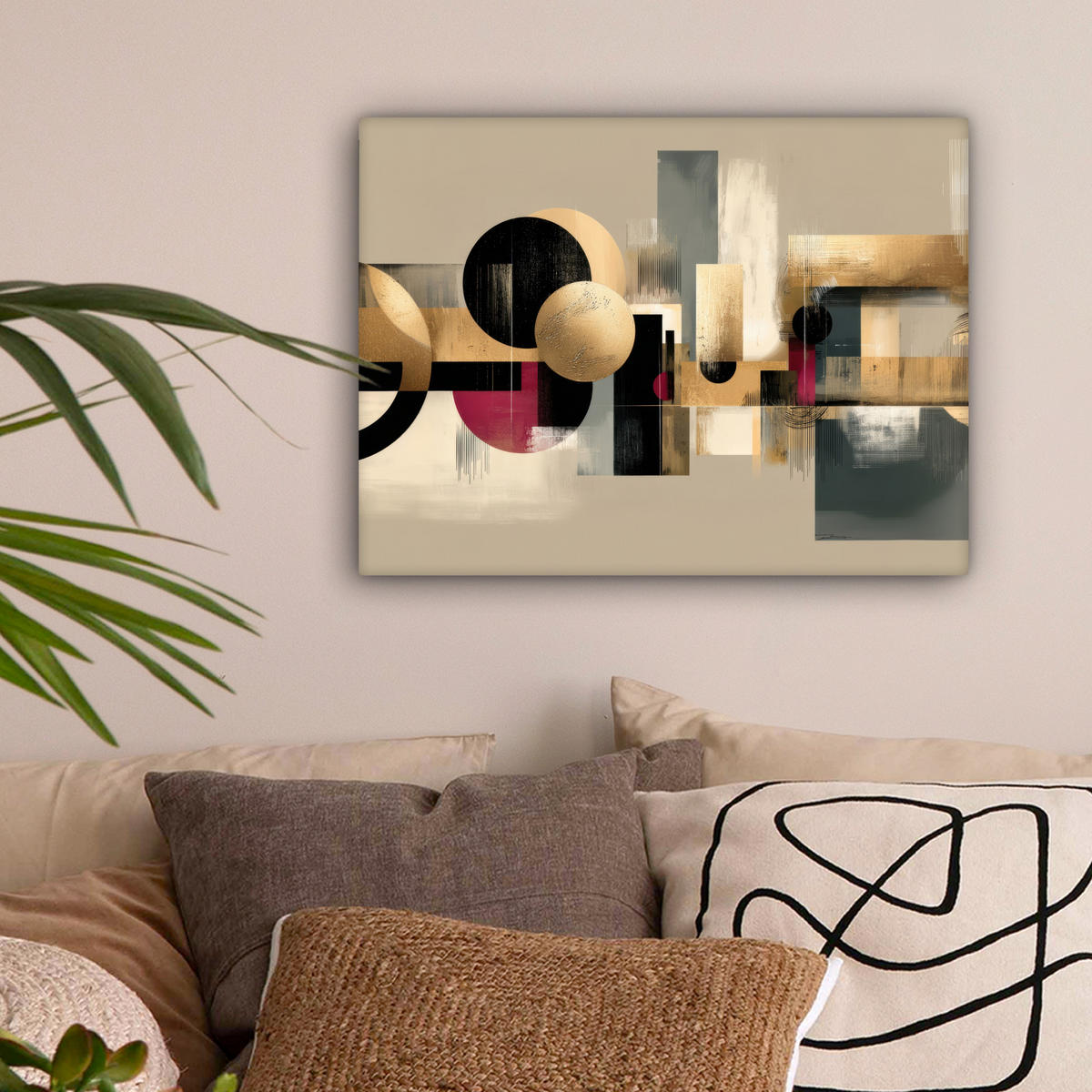 LEINWANDBILD Abstrakt - Formen - Beige - Texturen Wandbild 40x30 cm - Beige, Textil (40/30cm) - MuchoWow