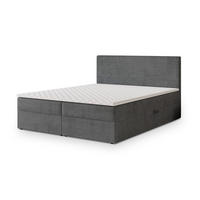 BOXBETT NIRA 140x200 cm mit Matratze und Topper - Grau - Grau, Holz (140/200cm) - MASSENO