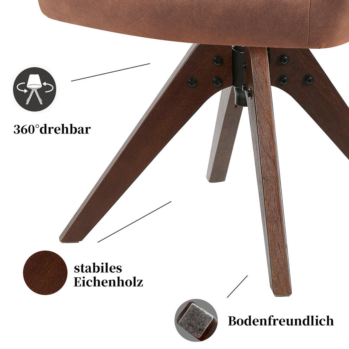 ARMLEHNSTUHL Mika-Noah 2er-Set - Nussbaumfarben/Braun, Eichenholz/Holz (60/87/65cm) - DUBI Möbel