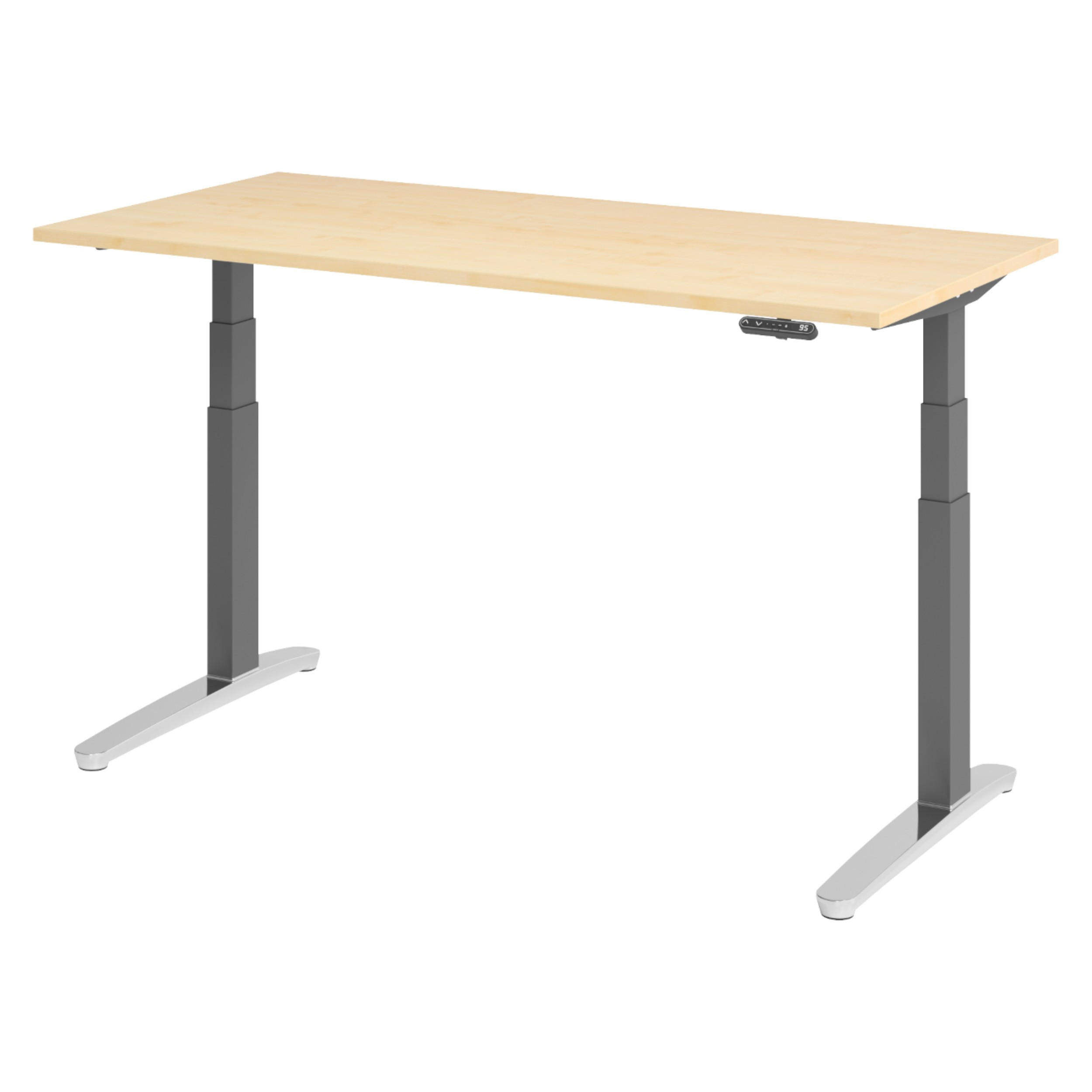 SCHREIBTISCH elektrisch XBHM 80/160/74 cm in Ahornfarben/Graphitfarben/Alu poliert - Ahornfarben/Graphitfarben, Holzwerkstoff (80/160/74cm) - bümö