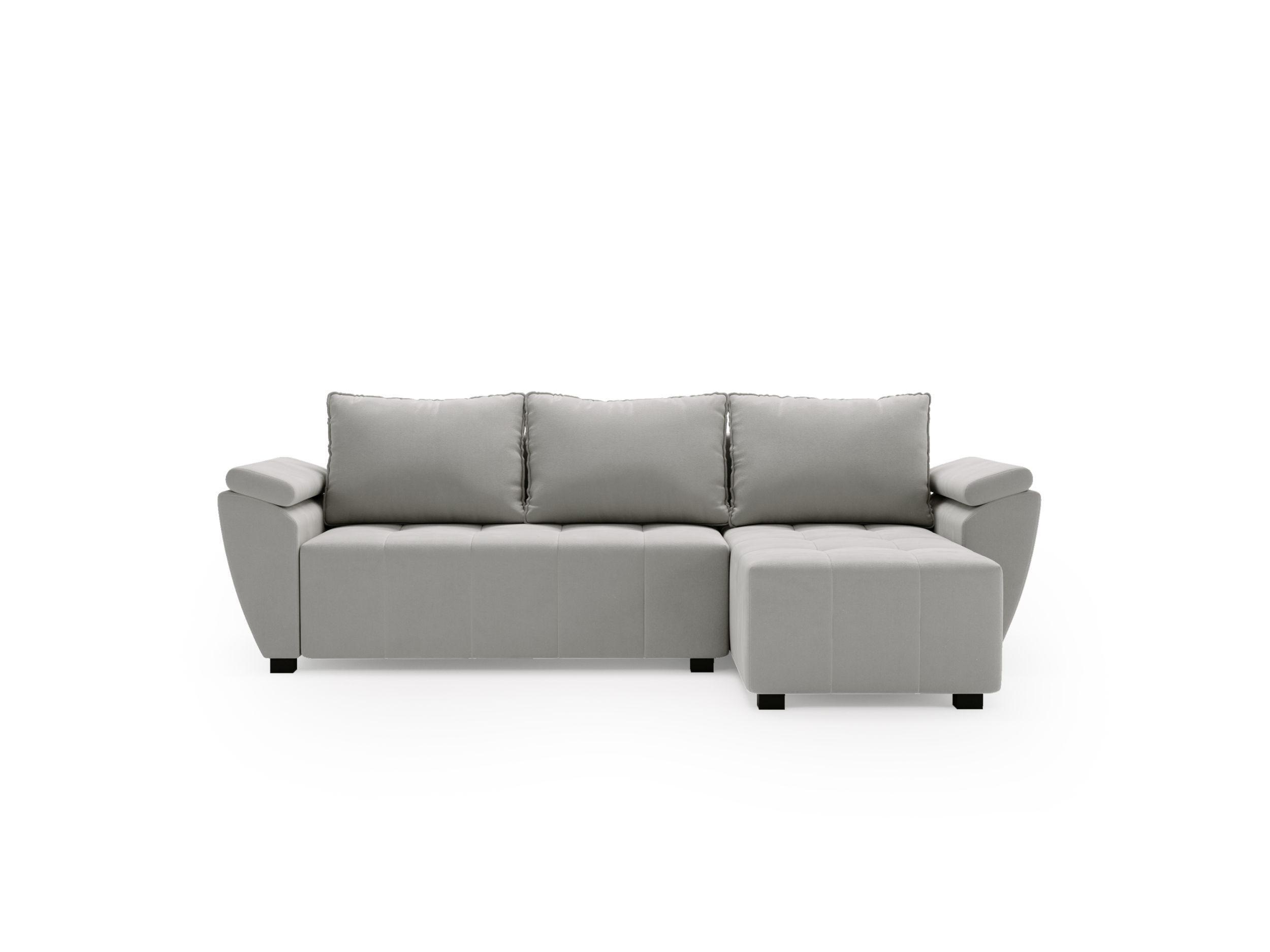 ECKSOFA ZEUS L Monolith 84 Rechts mit Schlaffunktion - Grau, Textil (251/140cm) - Bedante