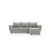ECKSOFA ZEUS L Monolith 84 Rechts mit Schlaffunktion - Grau, Textil (251/140cm) - Bedante