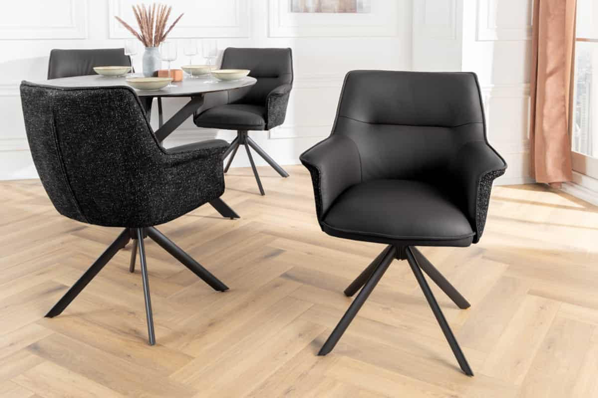 STUHL LE GRAND Strukturstoff Schwarz 90 cm - Schwarz, Leder/Textil (68/87/68cm) - riess-ambiente