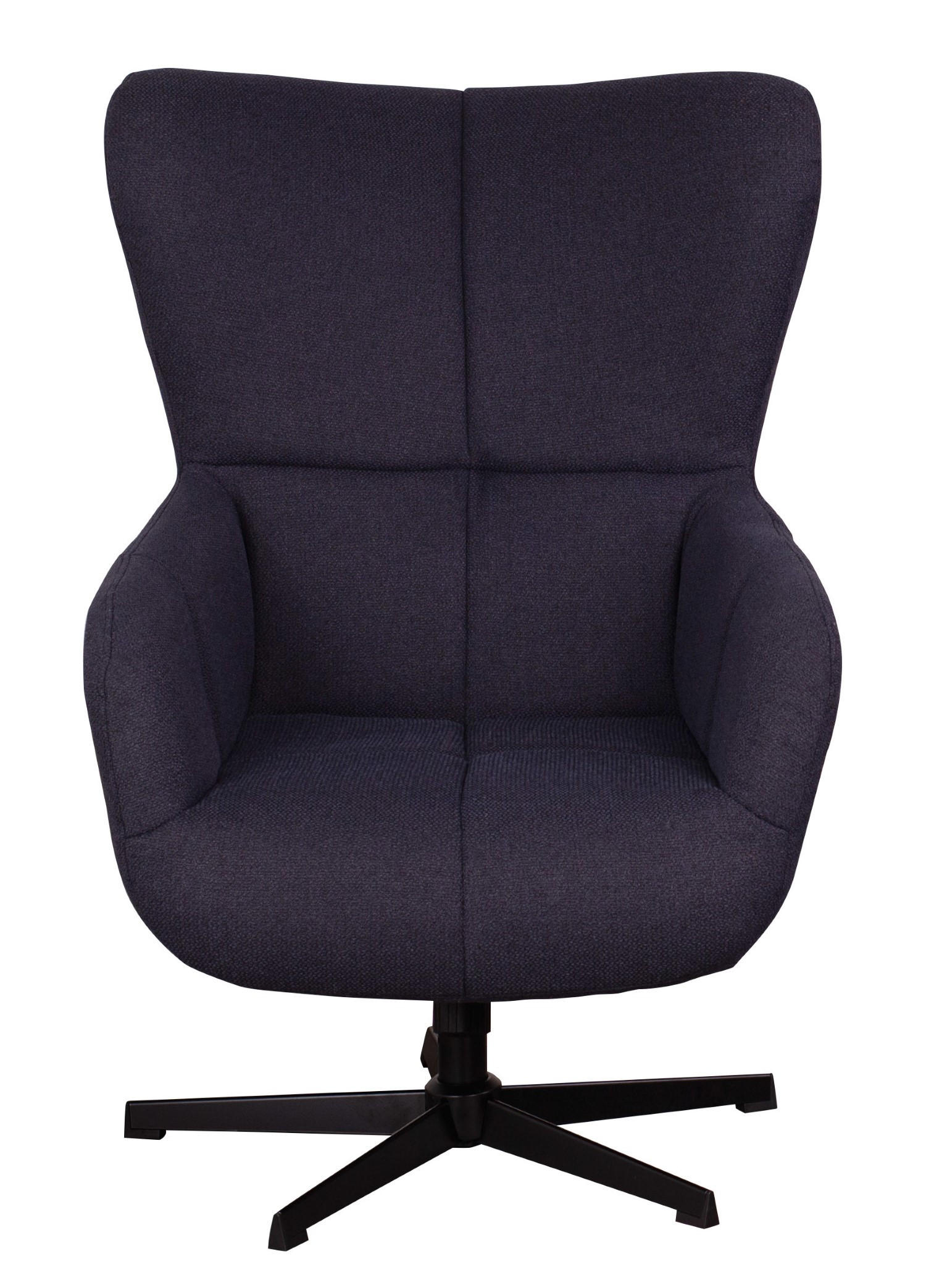 OHRENSESSEL-SET Sava inkl. Fußhocker - drehbar - dunkelblau - Schwarz/Dunkelblau, Textil/Metall (87/104/74cm) - bene living