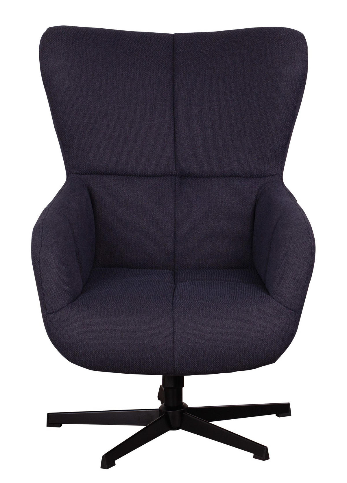 OHRENSESSEL-SET Sava inkl. Fußhocker - drehbar - dunkelblau - Schwarz/Dunkelblau, Textil/Metall (87/104/74cm) - bene living