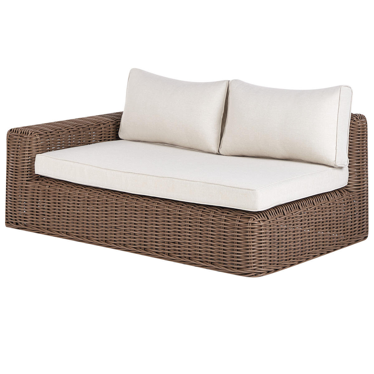 LOUNGE-SET 6-Sitzer PE Rattan Braun Palermo - Braun/Weiß, Kunststoff - Beliani