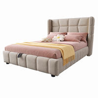POLSTERBETT mit Stauraum 90x200 cm Leinenstoff Beige - Beige, Metall (90/200cm) - Beauniv