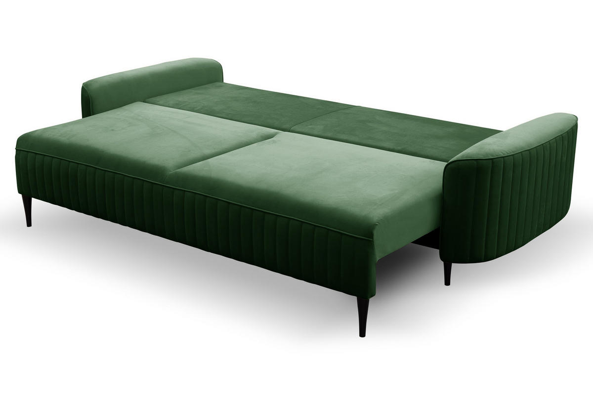 BETTSOFA FILO Grün Velours-Stoff mit Schlaffunktion - Grün, Holz (244/92/102cm) - MASSENO