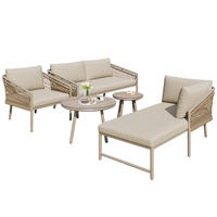 GARTENMÖBEL 116.5x64x80cm beige aus Eisen und mit Seil - Beige, Metall - Modfu