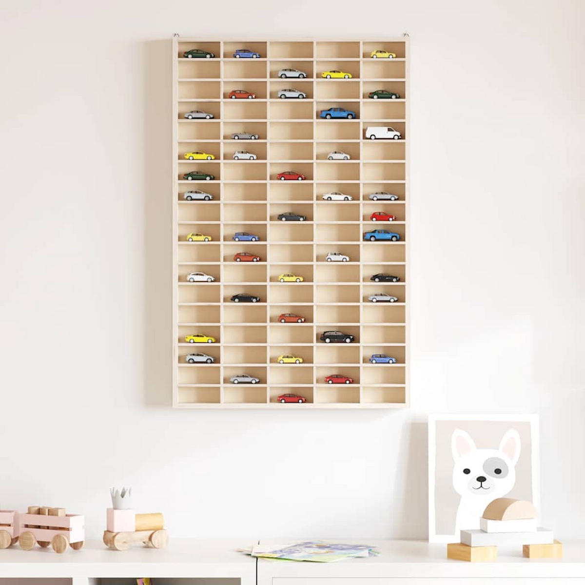 WANDREGAL mit 90 Fächern 50,5/4,5/79 cm aus Holz Max. Belastbarkeit 20 KG - Braun, Holz (50.5/79/4.5cm) - vidaXL