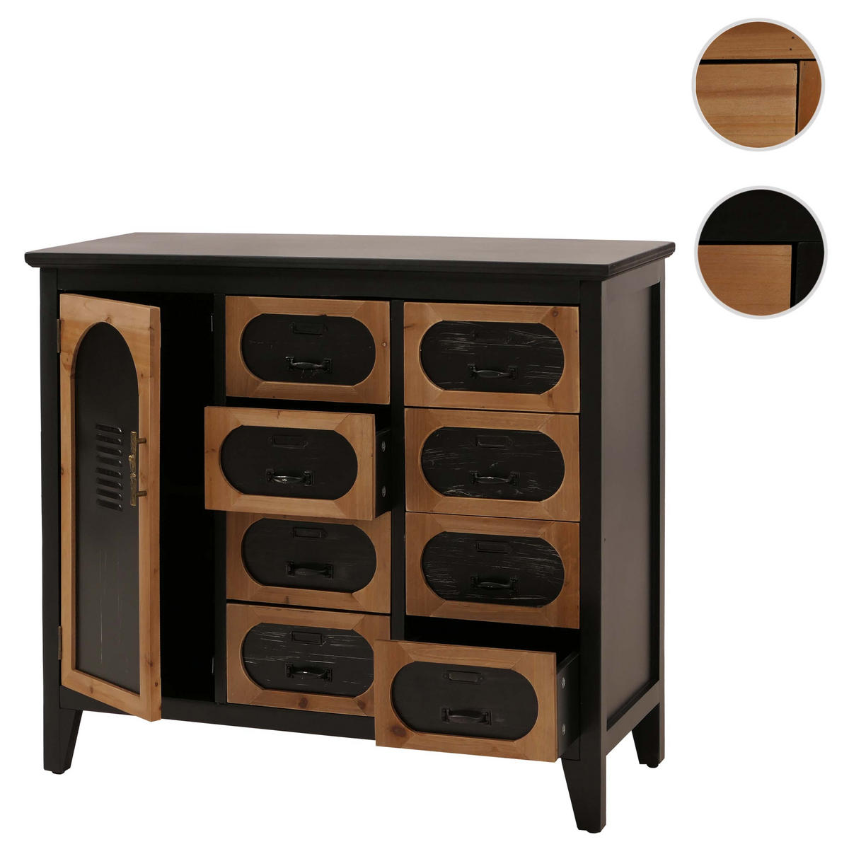 APOTHEKERKOMMODE Schwarz - Schwarz, Holz (91/80/40cm) - MCW