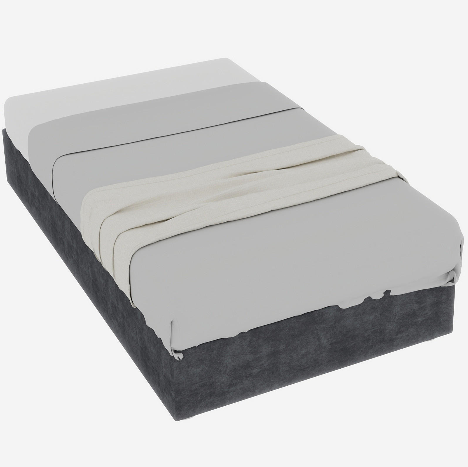 POLSTERBETT 90/200 cm grau aus Stoff und Metall mit Stauraum - Grau, Textil (90/200cm) - OKWISH