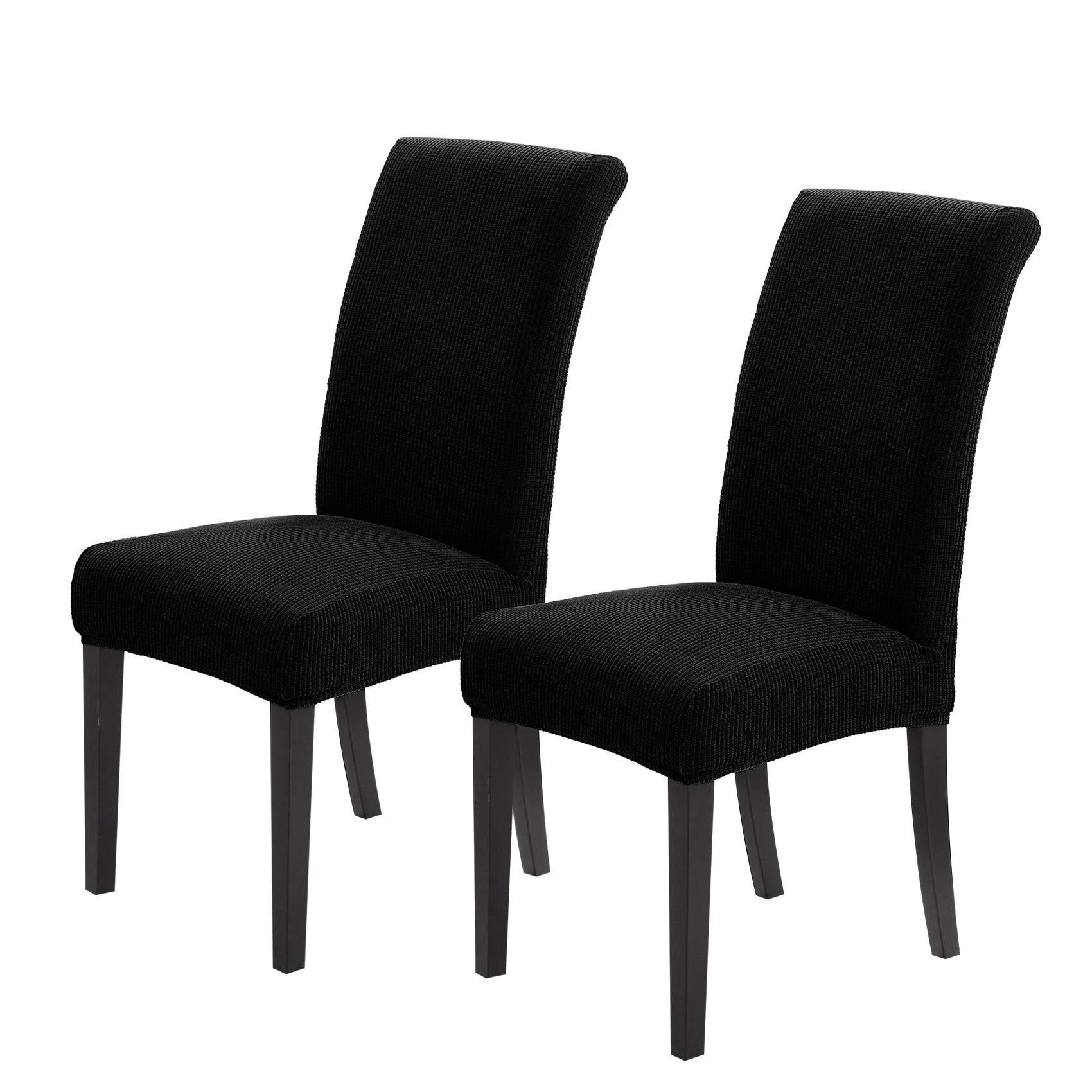 STUHLHUSSE wasserdichte Stretch-Jacquard Schwarz 2er-Set - Schwarz, Textil (38/47cm) - Kaket
