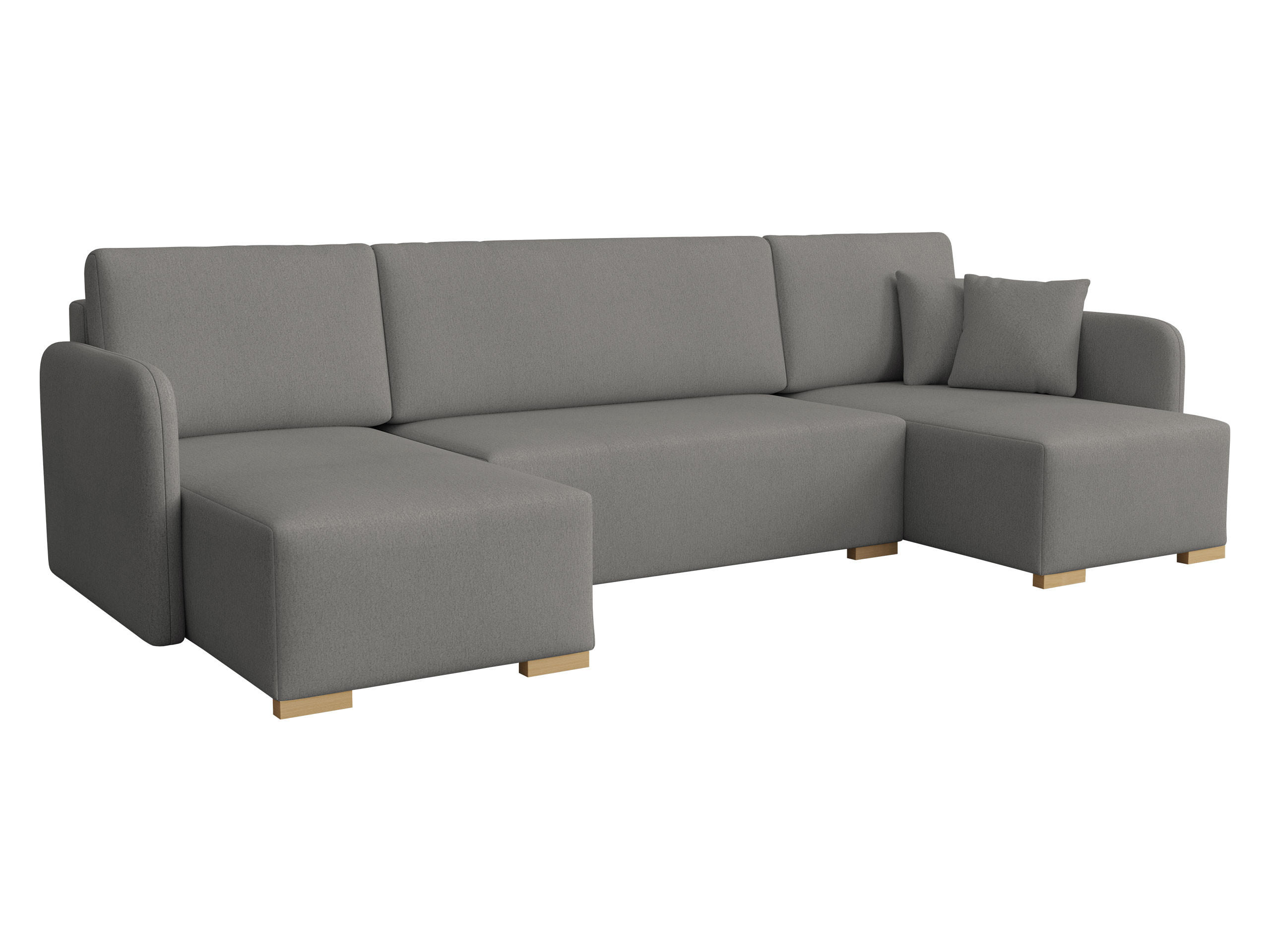 WOHNLANDSCHAFT Como U - Dunkelgrau/Naturfarben, Holz/Textil (292/85/140cm) - MIRJAN24