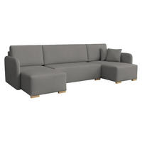 WOHNLANDSCHAFT Como U - Dunkelgrau/Naturfarben, Holz/Textil (292/85/140cm) - MIRJAN24