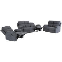 SOFAGARNITUR mit Relaxfunktion - 6 -Sitzer - Polyester - anthrazitgrau - TOLZANO - Anthrazit, Textil (201/100/96cm) - Vente-Unique