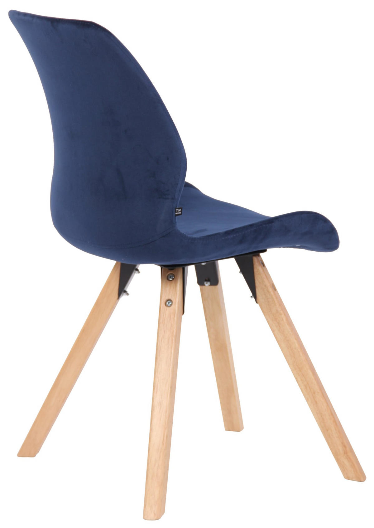 STUHL 4er Set Samt blau - Blau/Eukalyptusholzfarben, Holz/Textil (49/87.5/58cm) - CLP