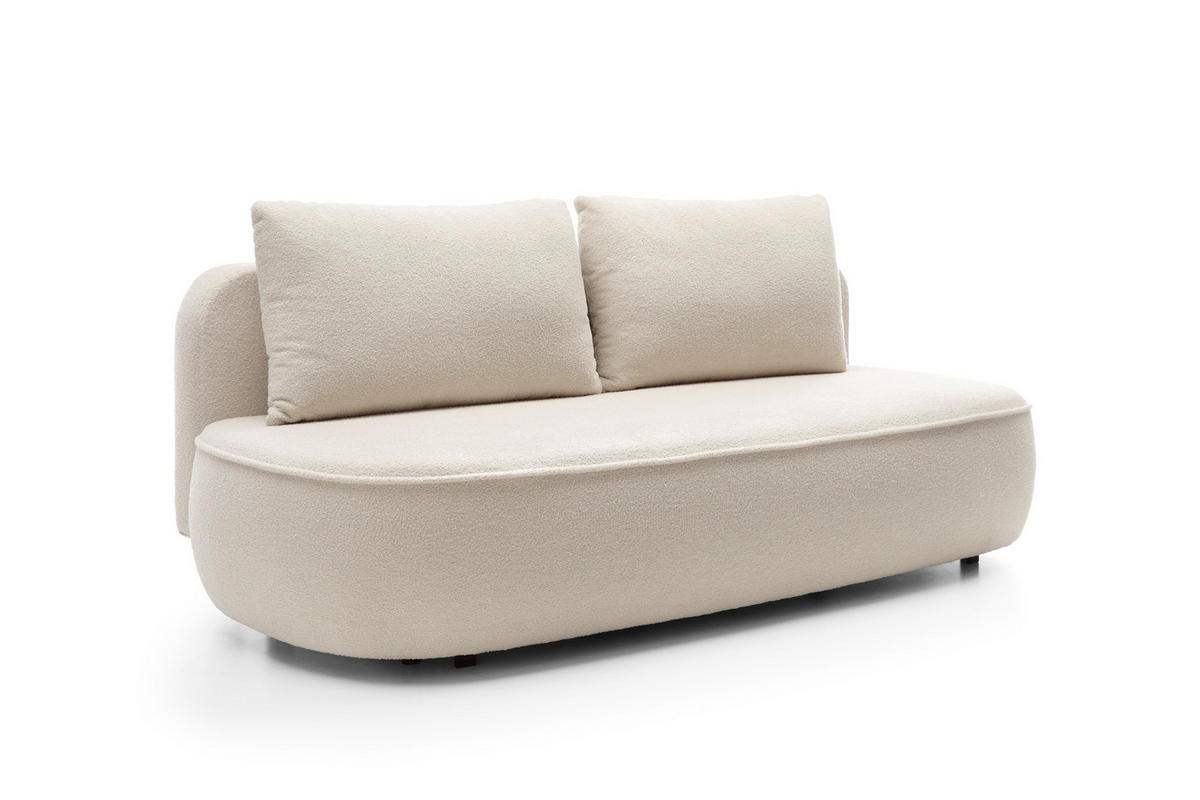 BETTSOFA KIRA Creme Chenille-Stoff mit Schlaffunktion - Creme, Textil (100/88/212cm) - MASSENO