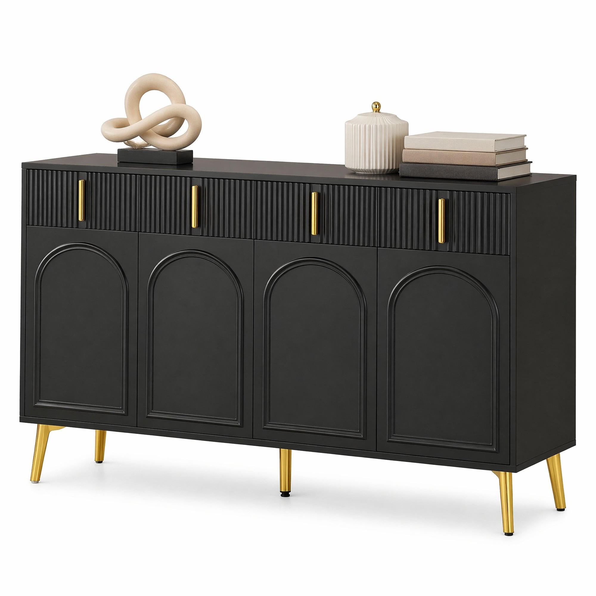 Ivmeu Sideboard Schwarz 140x82x38 cm