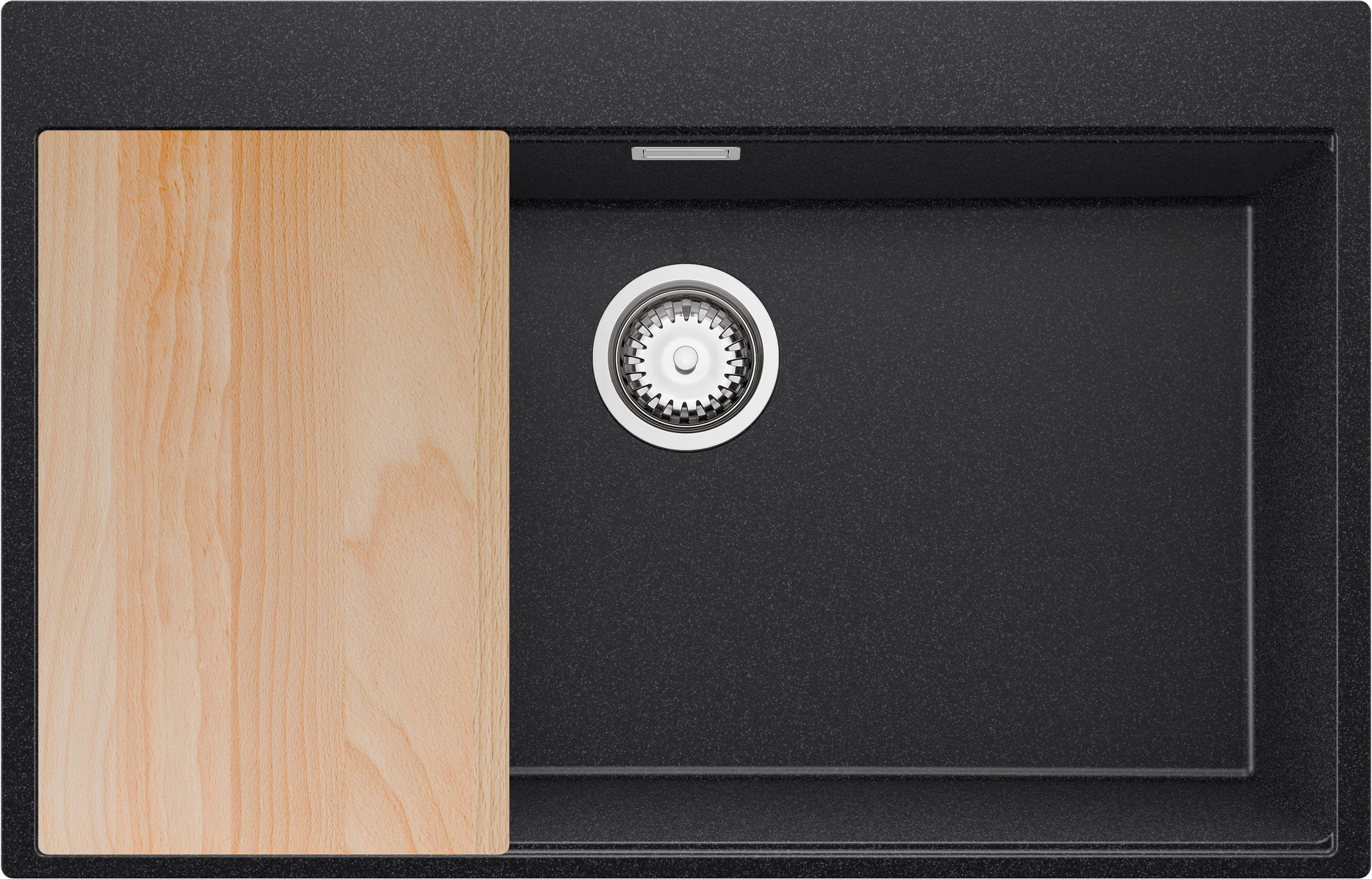 SPÜLBECKEN Oslo, 2-er set Anthrazit 78/50 cm 1 Becken + Ablauf-Set + Schneidebrett ab 80er Unterschrank - Chromfarben/Anthrazit, Kunststoff (78/20/50cm) - Primagran