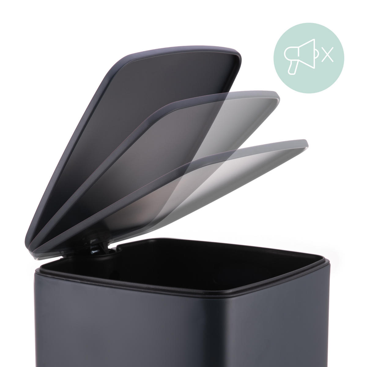 MÜLLEIMER - Grau, Kunststoff/Metall (29/40/34cm) - Relaxdays