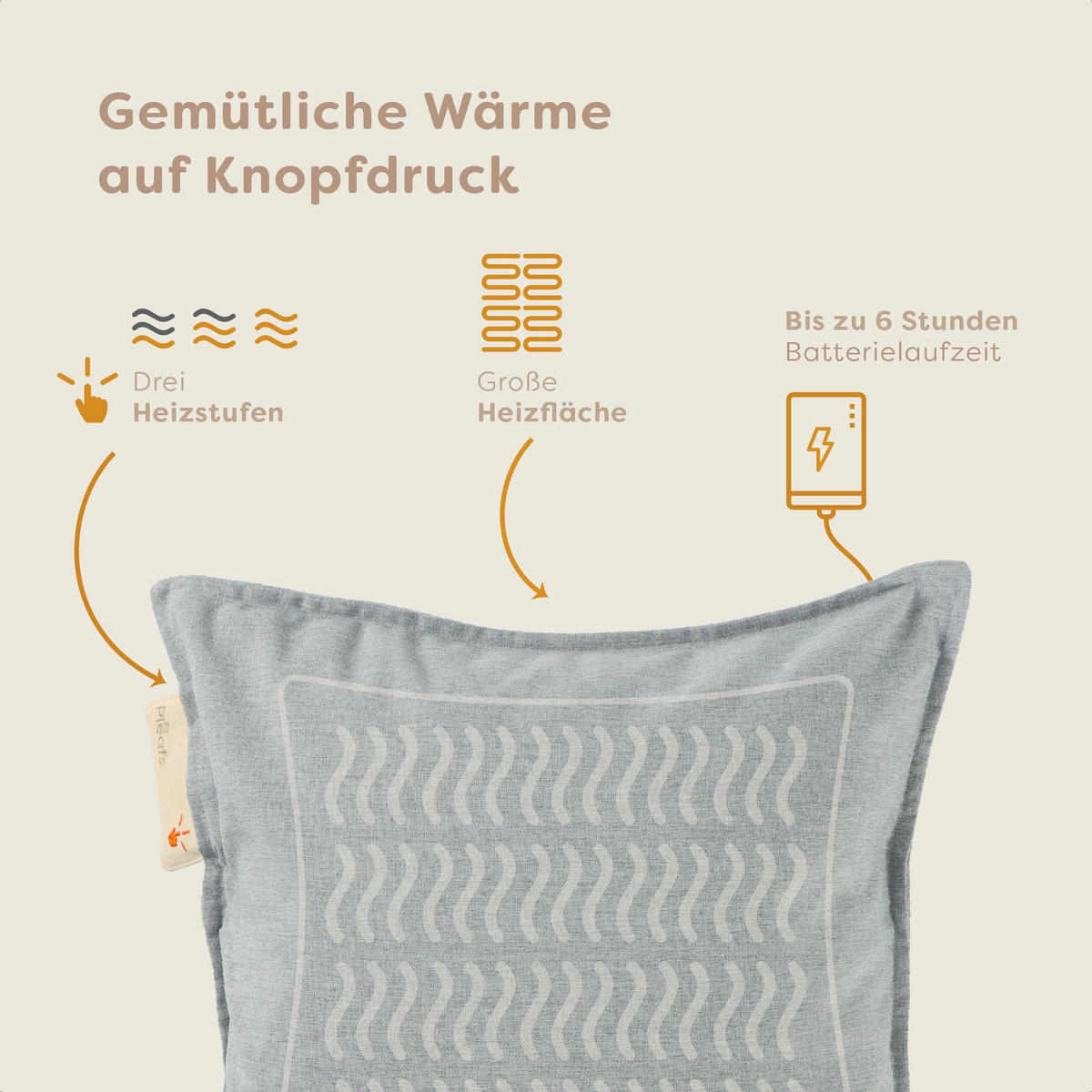 HEIZKISSEN Outdoor 45x45cm Spanich Grey - Hellgrau, Textil (45/45cm) - Pleafs