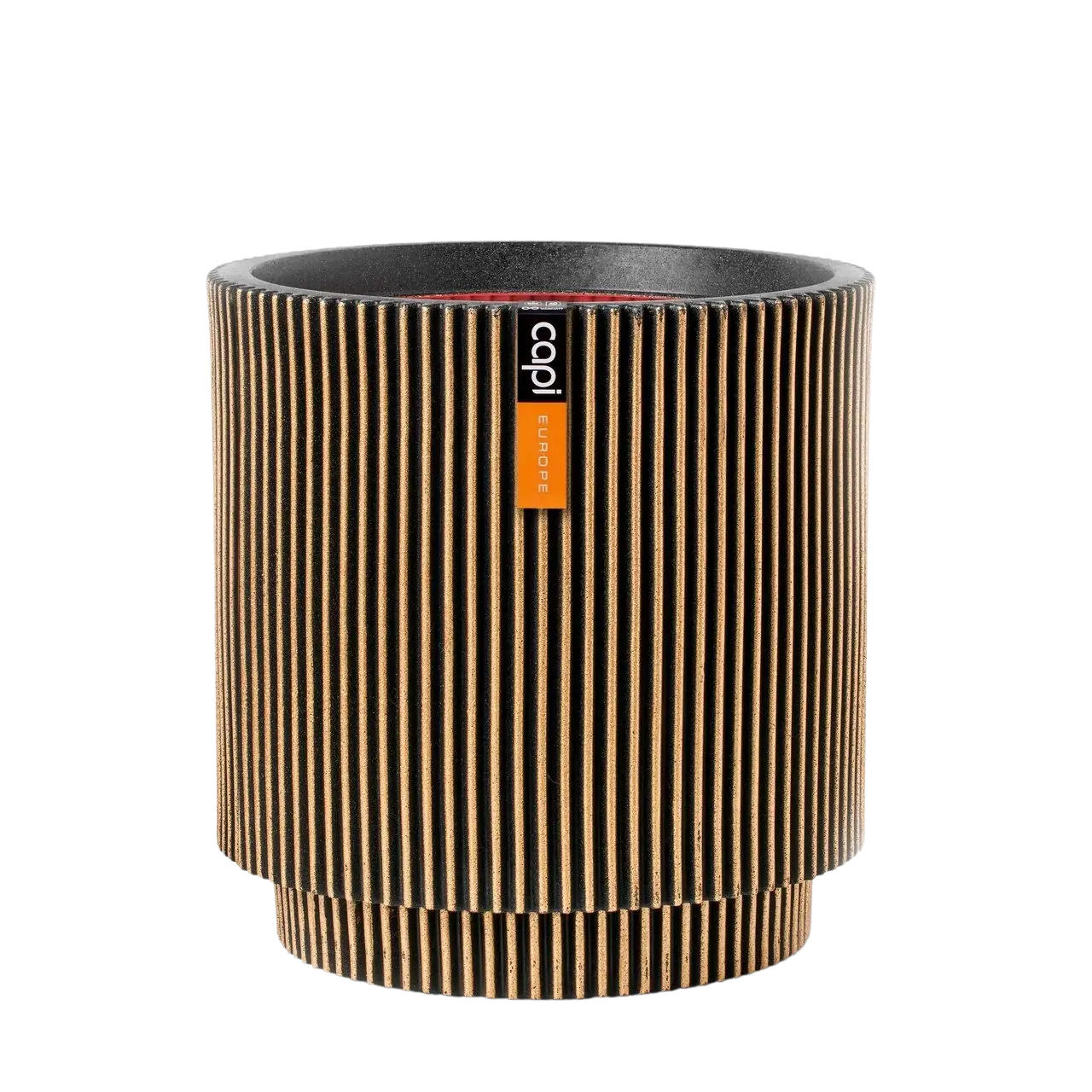 BLUMENTOPF zylinder Groove gold | 36x38 cm - Schwarz, Kunststoff (1/38/1cm) - aplanta