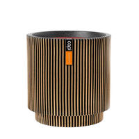 BLUMENTOPF zylinder Groove gold | 36x38 cm - Schwarz, Kunststoff (1/38/1cm) - aplanta