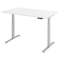 SCHREIBTISCH elektrisch 80/140/74 cm in Weiß/Silberfarben - Silberfarben/Weiß, Holzwerkstoff (80/140/74cm) - bümö