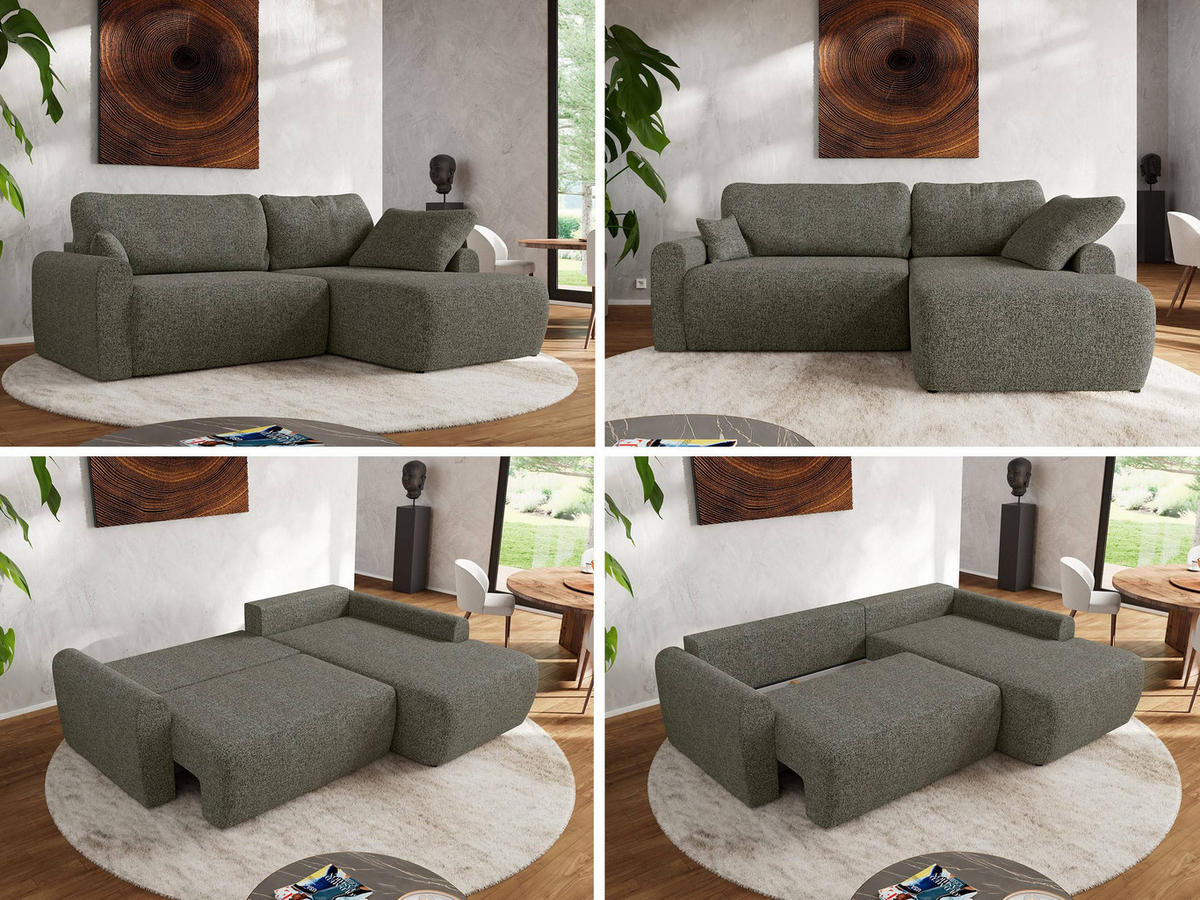 ECKSCHLAFSOFA CUBO L Grau Struktur - rechts - Schwarz/Grau, Kunststoff/Textil (187/273cm) - MKS